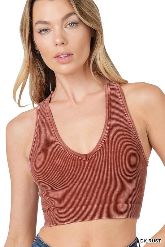 V-Neck Racerback Cropped Tank Top