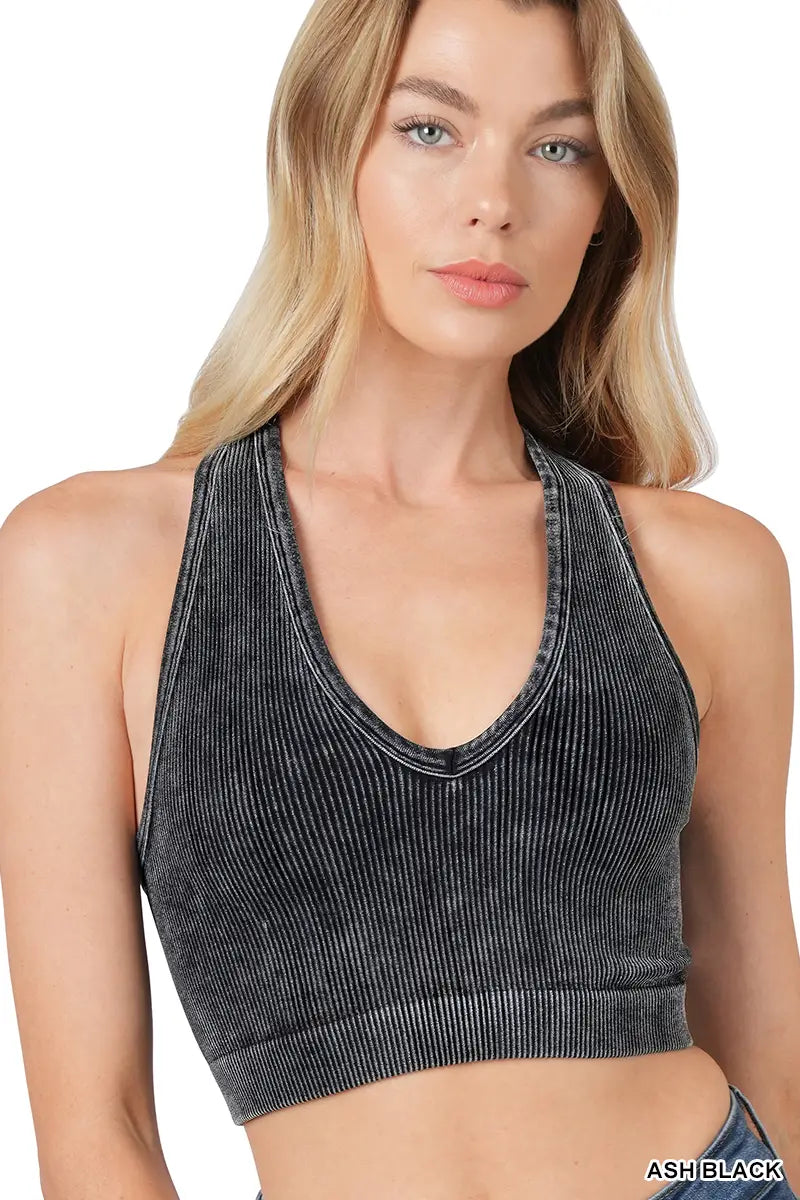 V-Neck Racerback Cropped Tank Top