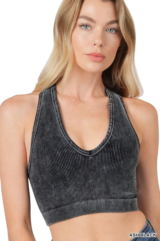 V-Neck Racerback Cropped Tank Top